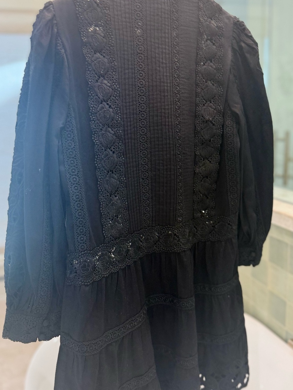 Alice + Olivia Black Lace-Trim Mini Dress - Picture 5 of 5